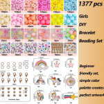 11 Ismael Bracelet Making Set 1300pcs Beads Jewellery DIY Kit with Scissors & 10M Crystal Elastic Line