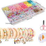 11 Ismael Bracelet Making Set 1300pcs Beads Jewellery DIY Kit with Scissors & 10M Crystal Elastic Line