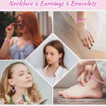 Luxenor Bracelet Making Kit Pink with Beads, Pearls, Charms, Scissors and Elastic String for Jewelry Crafts,Pink Clay Beads Bracelet Making Kit,3500Pcs Polymer Clay Beads