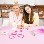 Luxenor Bracelet Making Kit Pink with Beads, Pearls, Charms, Scissors and Elastic String for Jewelry Crafts,Pink Clay Beads Bracelet Making Kit,3500Pcs Polymer Clay Beads