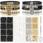 Vishal Bracelet Making Kit for Girls & Kids | DIY Jewellery Making Kit with Heishi Beads, Alphabet Beads & Spacer Beads