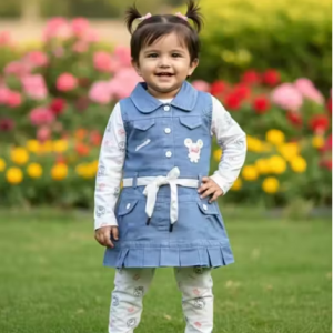Bublee Dublee Baby Girls Casual Dungaree and Romper Set