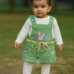 Bublee Dublee Trendy Girls Denim Style Dungaree with Inner Top and Bottom Set