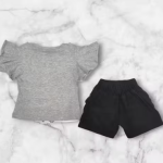 Bublee Dublee Girl's Stylish Kitten Printed Top & Black Denim Pant Set