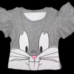 Bublee Dublee Girl's Stylish Kitten Printed Top & Black Denim Pant Set