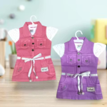 Bublee Dublee Girls Pink/Purple Short Sleeve Top and Denim Dungaree Set
