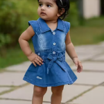 Bublee Dublee Trendy Soft Denim Frock for Baby Girls