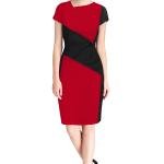 Red solid fit & flare dress Round neck Short, regular sleeves Mini length in straight hem Knitted fabric