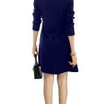 Women's Elegant Navy Blue Peter Pan Collar A-Line Dress
