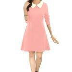 Women's Elegant Navy Blue Peter Pan Collar A-Line Dress