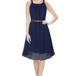 Elegant Sleeveless Chiffon A-Line Dress with Belt – Red