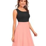 Norzy Paris NP 1076 Peach Two-Tone Fit & Flare Dress