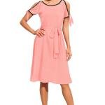 Dress-up Women's Knee Length Dress, Fit and Flare Style with Sleeveless Design, Round Neck