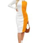 Dress-up Women's Knee Length Dress, Bodycon Fit with Round Neck, Full Sleeves Design