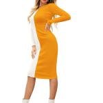 Dress-up Women's Knee Length Dress, Bodycon Fit with Round Neck, Full Sleeves Design