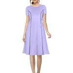 Women's Full Fit & Flare Solid Dress, Midi Western Knee Length Long Dresses for Girls Stylish