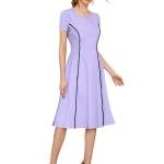 Women's Full Fit & Flare Solid Dress, Midi Western Knee Length Long Dresses for Girls Stylish