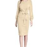 Women's Knitting strachable Solid Round Neck Full Sleeve Dresses