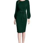 Women's Knitting strachable Solid Round Neck Full Sleeve Dresses