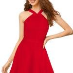 Scarlet Elegance Halter Skater Dress