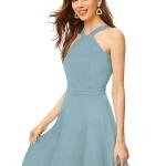 Scarlet Elegance Halter Skater Dress