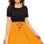 Women's Knitting strachable Solid Round Neck Cap Sleeve Dresses