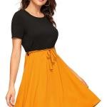 Women's Knitting strachable Solid Round Neck Cap Sleeve Dresses