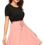 Women's Knitting strachable Solid Round Neck Cap Sleeve Dresses