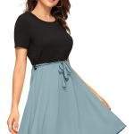 Women's Knitting strachable Solid Round Neck Cap Sleeve Dresses