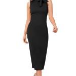 Women’s Elegant Wine Red High-Neck Bodycon Dress