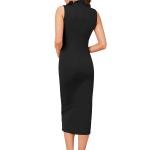 Women’s Elegant Wine Red High-Neck Bodycon Dress