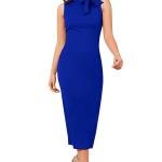 Women’s Elegant Wine Red High-Neck Bodycon Dress