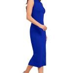 Women’s Elegant Wine Red High-Neck Bodycon Dress