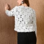 Fur Sequins Shrug Style Jacket