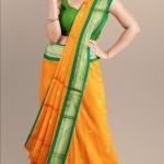 Cotton Silk Pai Thani Border Saree with Contras Blouse ,Zari Border with Peacock Booty