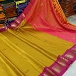 Cotton Silk Pai Thani Border Saree with Contras Blouse ,Zari Border with Peacock Booty