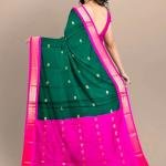Cotton Silk Pai Thani Border Saree with Contras Blouse ,Zari Border with Peacock Booty