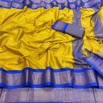 Cotton Silk Pai Thani Border Saree with Contras Blouse ,Zari Border