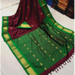 Cotton Silk Pai Thani Border Saree with Contras Blouse ,Zari Border
