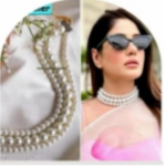 Pearl necklace for woman and drop earrings, pearl choker