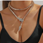 Rhinestone Snake Necklace with Magnetic Closure for women