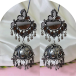 Black Polished Moti Pearl Jhumki Earrings