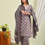 Cotton 60-60 Kurti With Pant And Dupatta sets