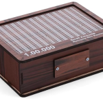 Wooden Money Box with Savings Tracker, 1 Lakh Goal Piggy Bank for Kids & Adults, Cash Collection Bank