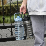 Motivational Water Bottle with Time Marker, 2L Capacity, BPA Free