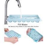 Mini Round Ice Cube Tray with Lid | 33 Cavity Ball Ice Maker for Juice