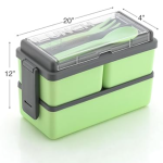 Plastic Lunch Box Comes with 3 Detachable Box, 2 Spoons