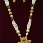 Indian Traditional Handcrafted Gold-Plated Designer pendant Enamel Pearl Necklace and Earring Set