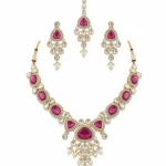 Pink Necklace Set for Women Ethnic Indian Wedding Jewelry Set and Earrings