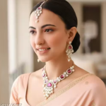 Pink Necklace Set for Women Ethnic Indian Wedding Jewelry Set and Earrings
